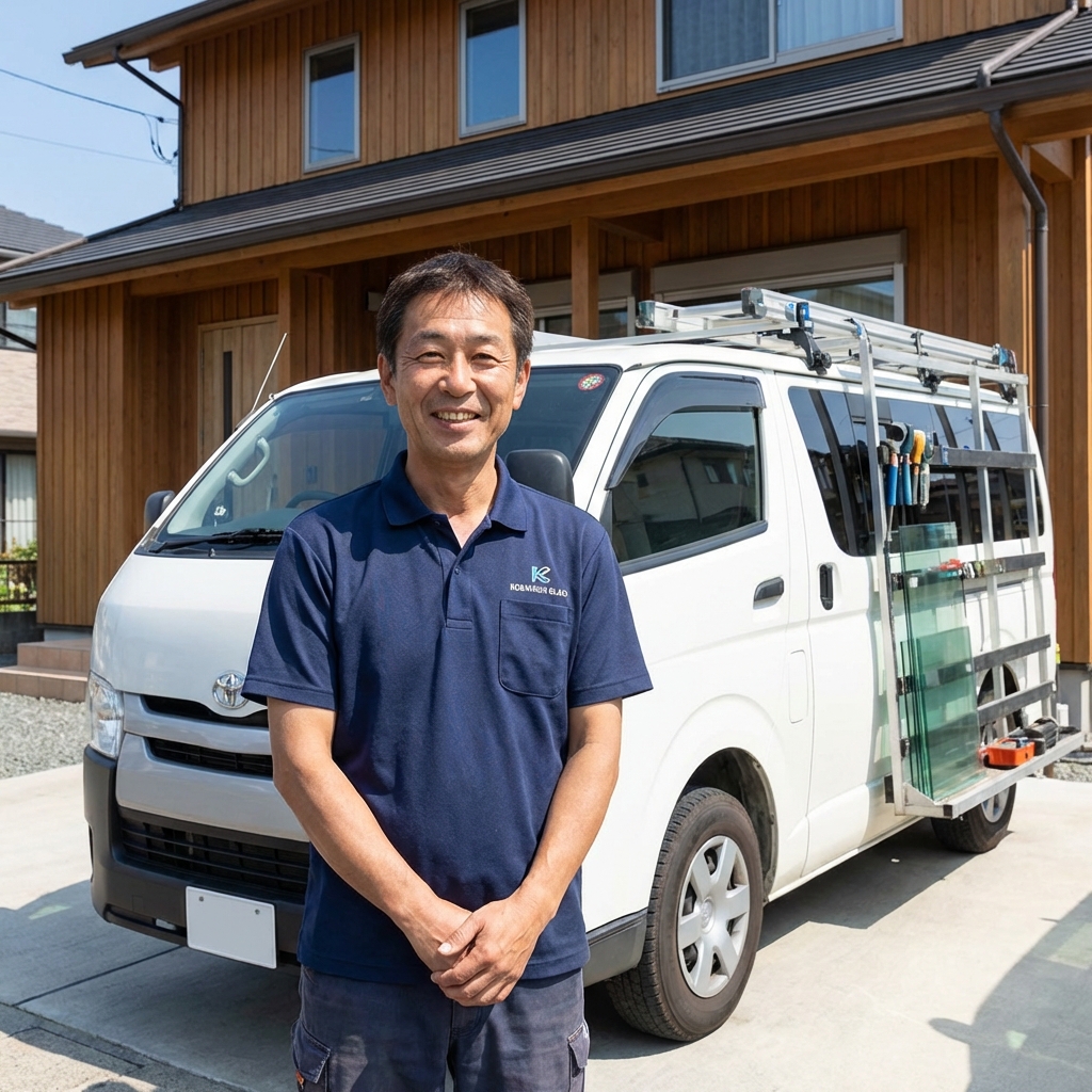 ガラス施工の担当者